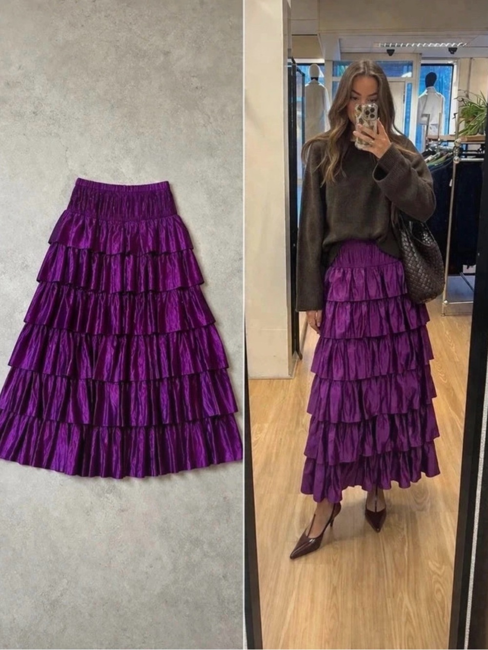 Gucci Vibrant Purple Tiered Ruffle Maxi Skirt